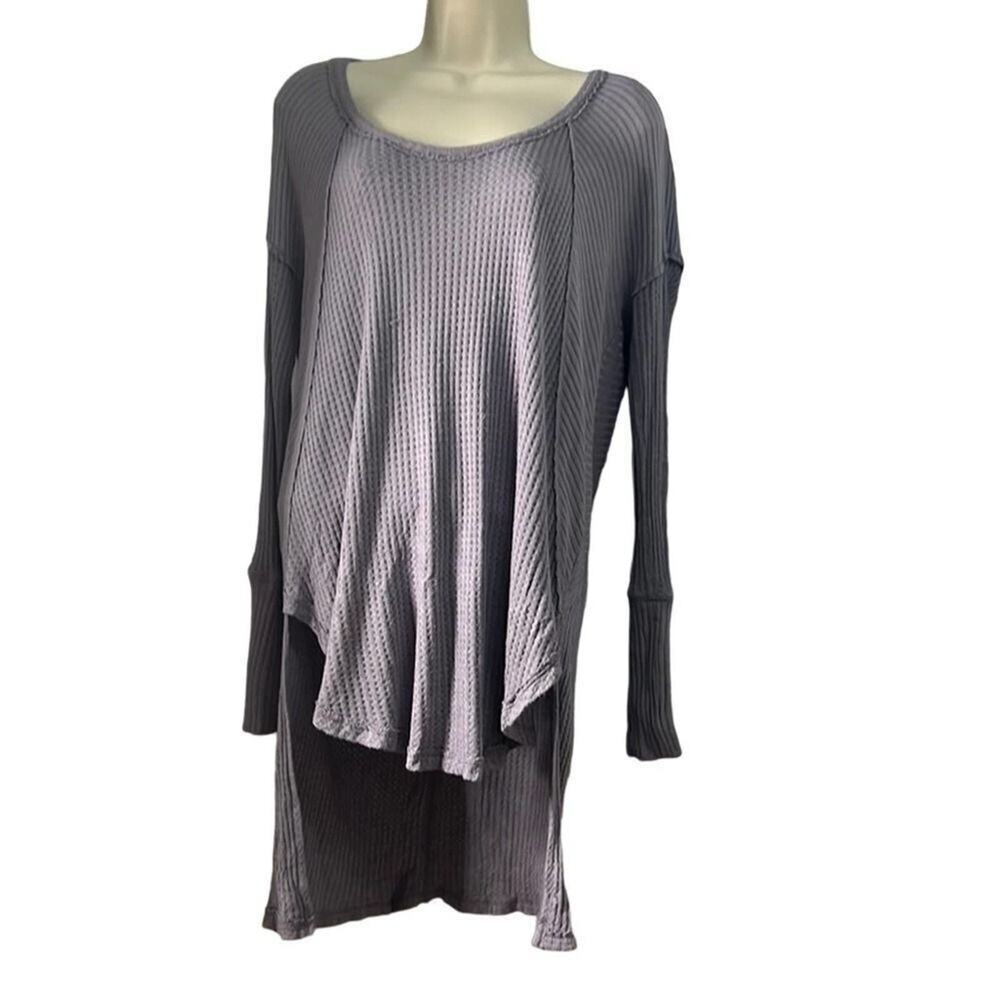 FREE PEOPLE ANTHROPOLOGIE THERMAL LILAC SCOOP NECK LONG SLEEVE TOP SIZE S